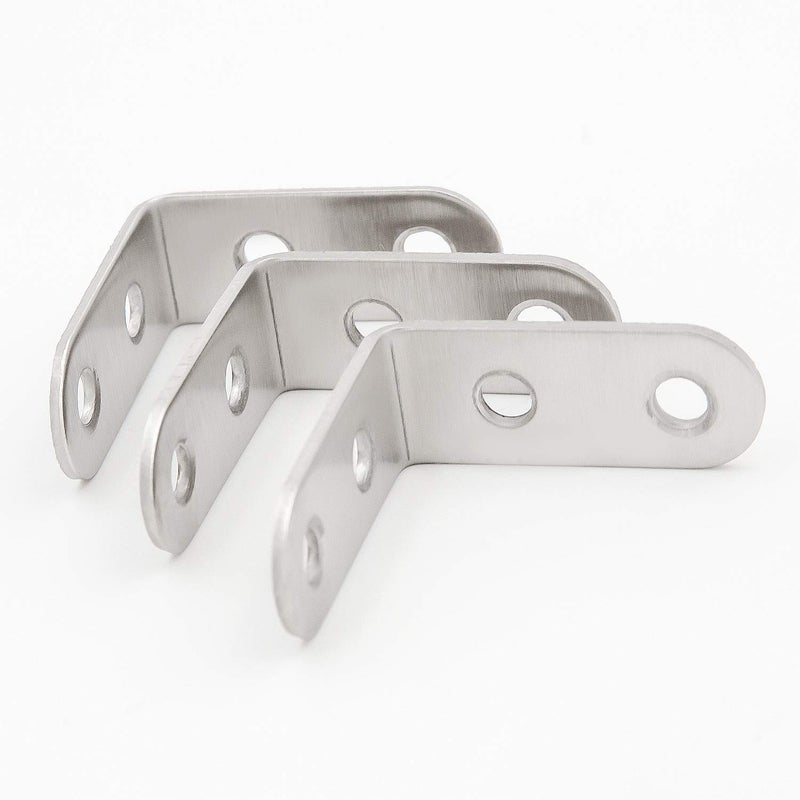 KINJOEK 100 Packs 40 x 40 x 16 mm Heavy Duty L Bracket Corner Brace Shelf Stainless Steel Joint Right Angle Support Fastener for Wood  Shelves  Furniture and Cabinet  1.57x1.57x0.63 Inch - Image 4
